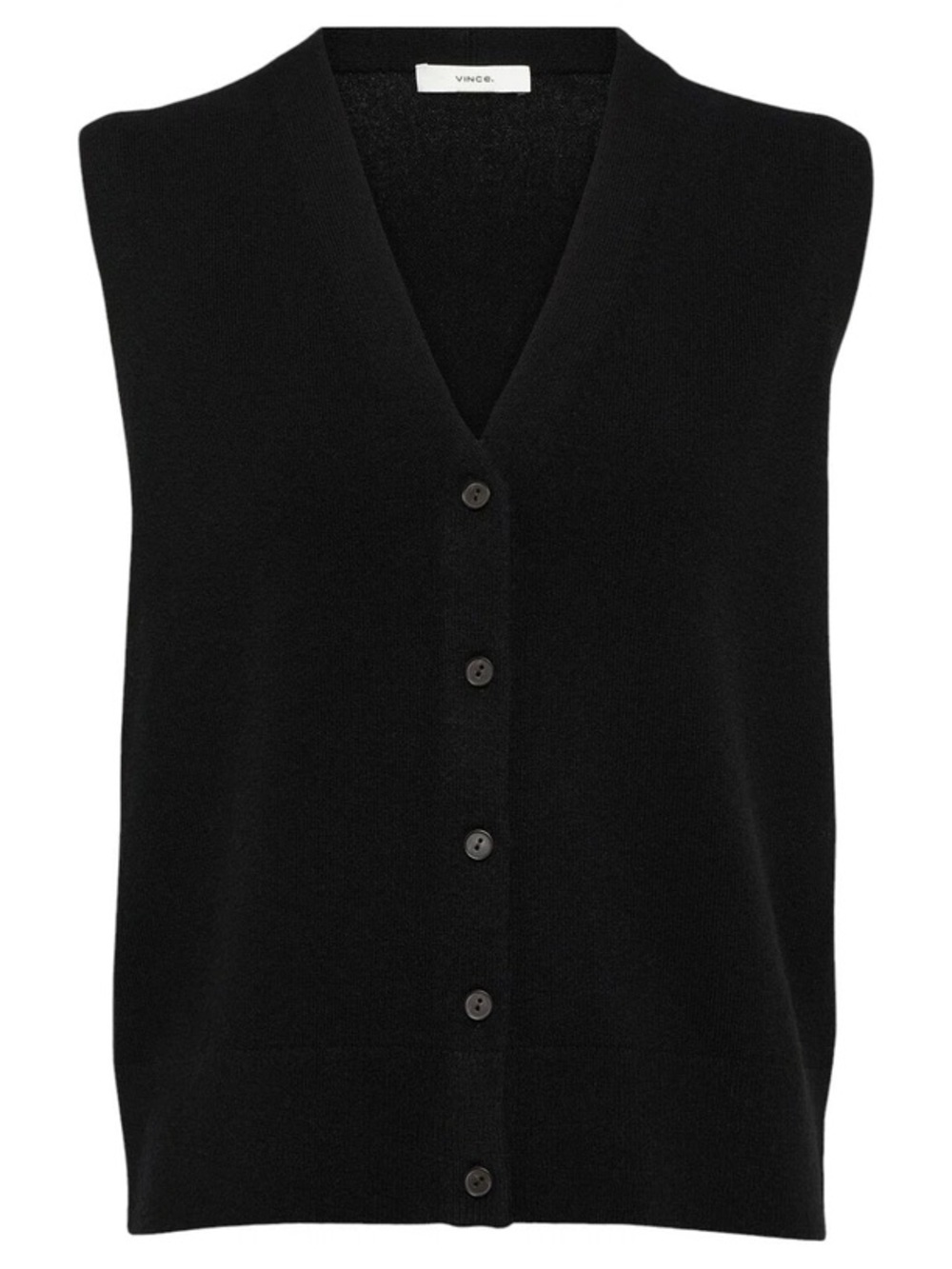 Vince Black Button-Front Sleeveless Wool Vest